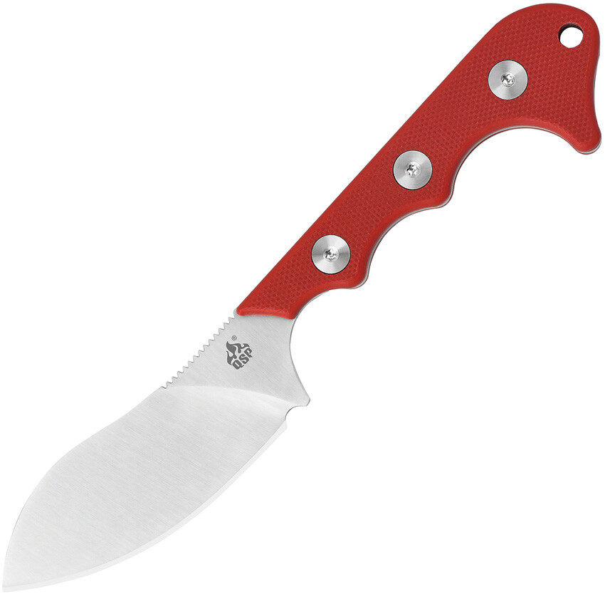 QSP Knives Neckmuk Red G10 D2 Steel Fixed Blade Neck Knife w/ Sheath 125G