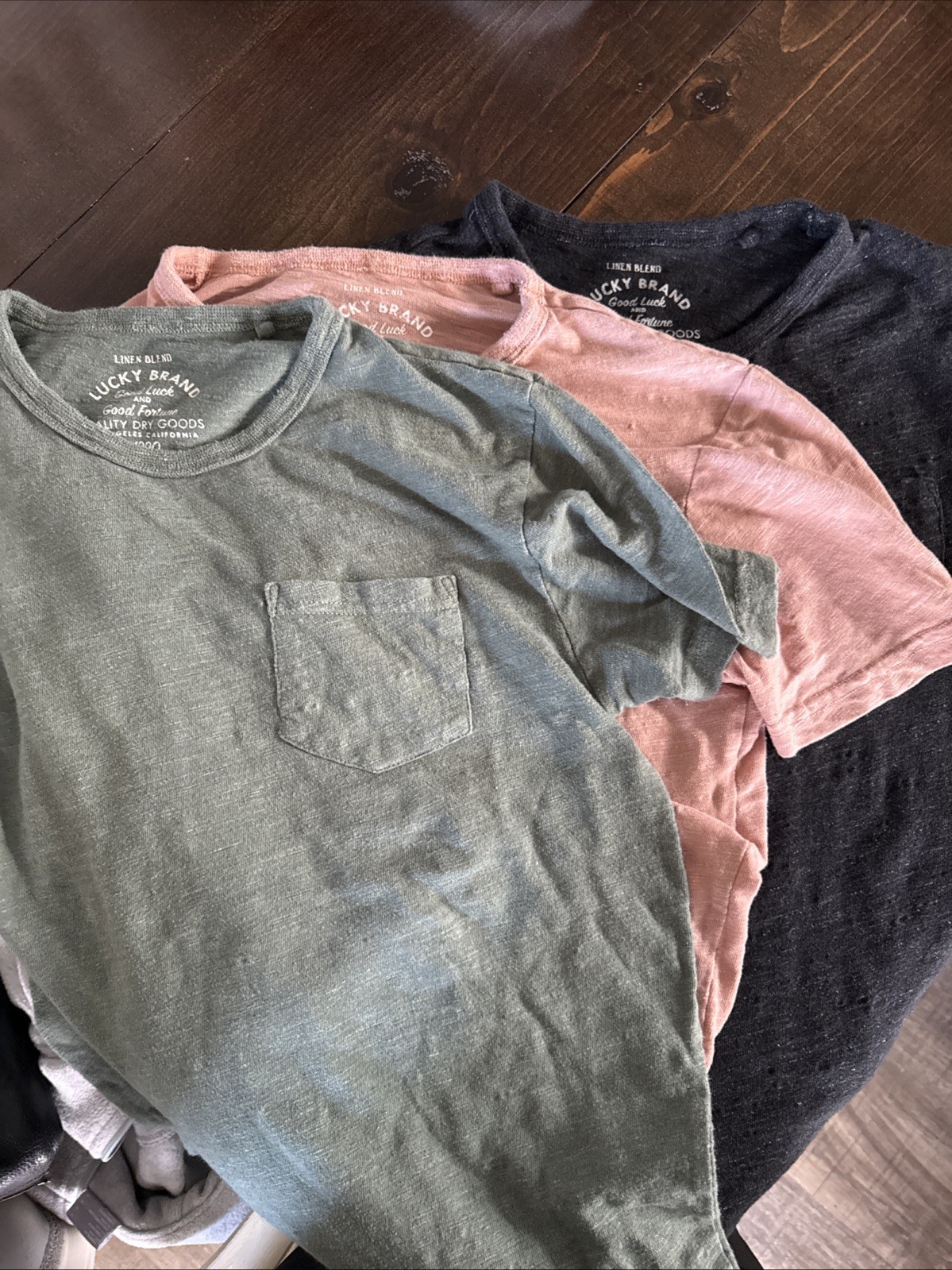 Lot Of 3 Lucky Brand Linen Blend Pocket Tshirt Men’s Small gallery