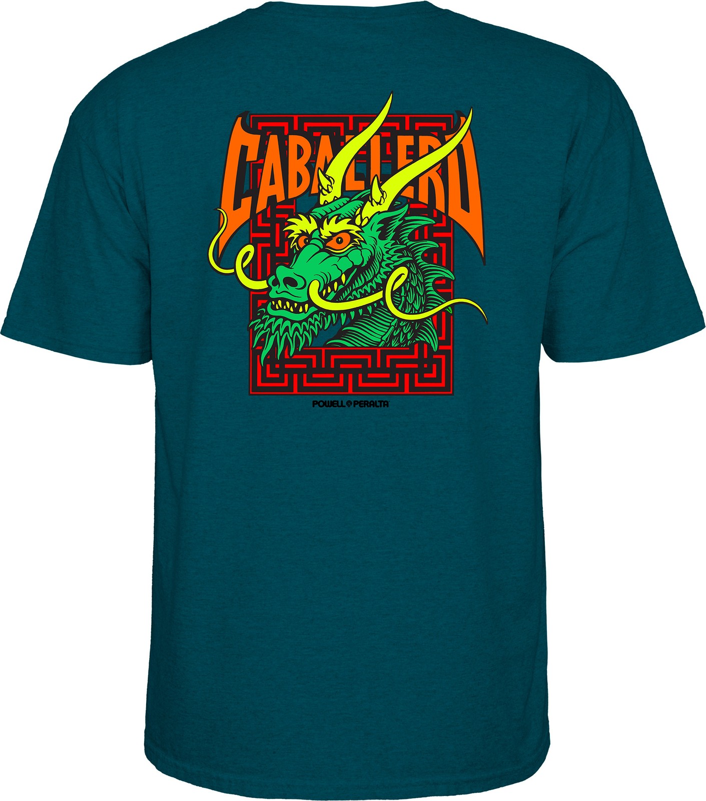Powell Peralta Steve Caballero GREEN DRAGON AND BATS T Shirt MIDNIGHT TEAL gallery