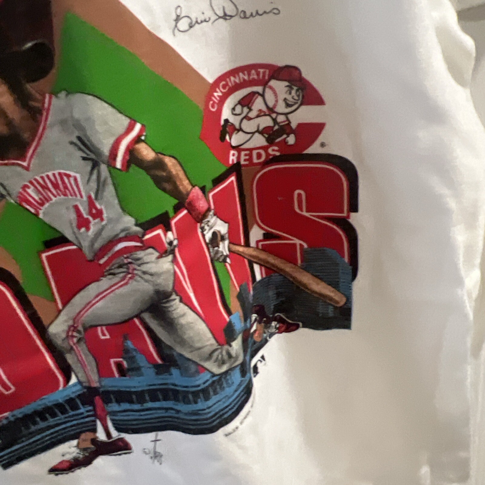 VINTAGE Eric Davis Baseball Caricature White T-Shirt W/Tags As Pictures Child gallery