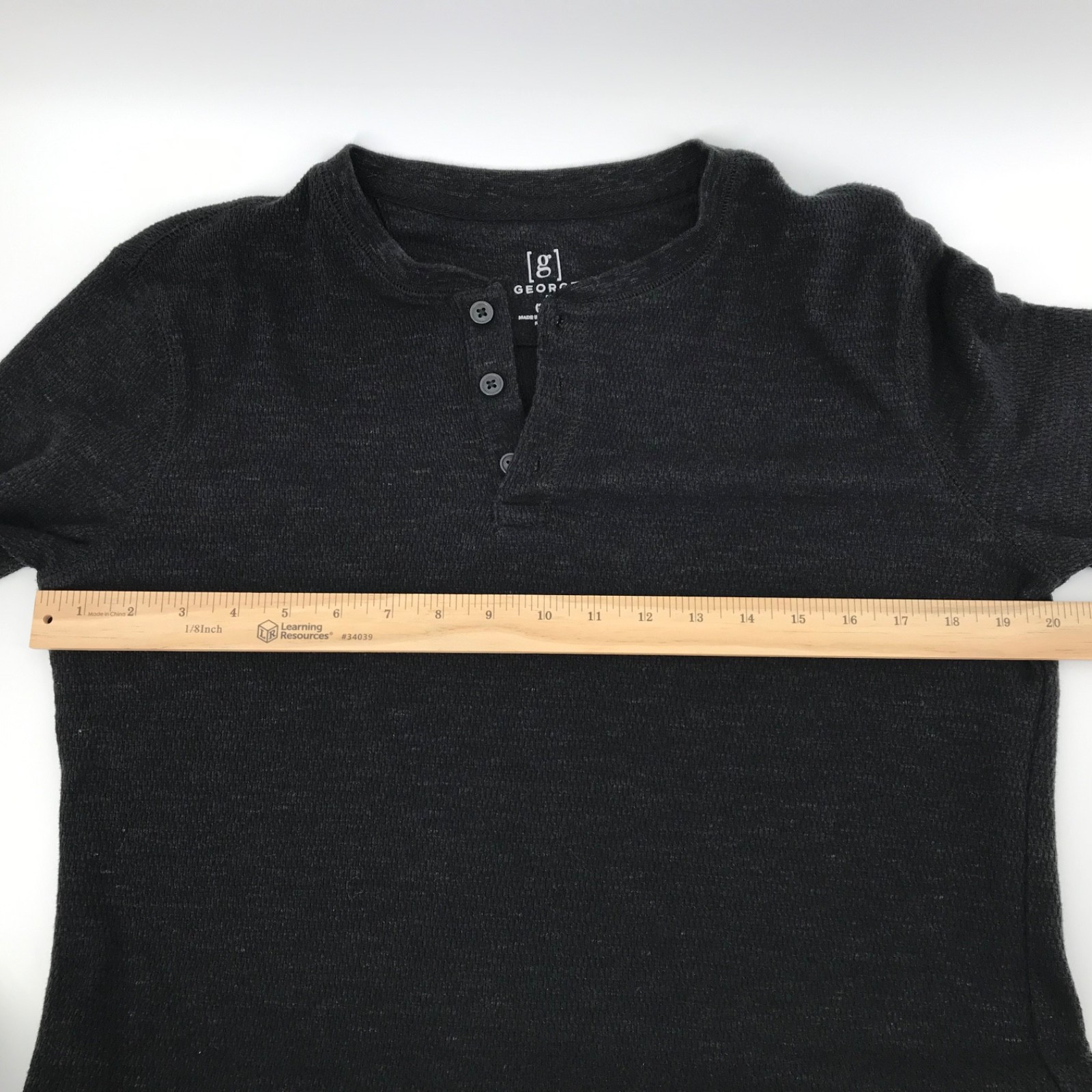 Thermal Henley Shirt Men Medium Black Waffle Knit 3 Button Collar Layer Pullover gallery