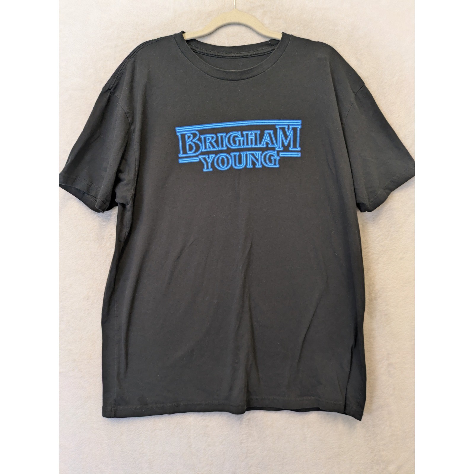 Brigham Supply Company T-Shirt Men’s XL Black BYU Stranger Things Style Graphic