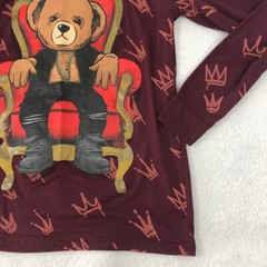 Bailey Apparel T Shirt Men Medium Red Hustle Bear Graphic King Crown Hoodie