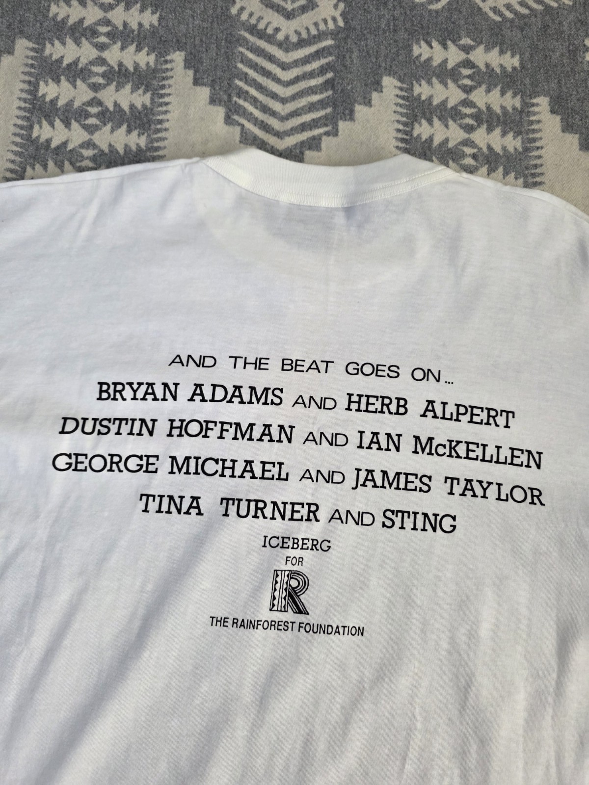 Vintage 90s Iceberg Jeans Promo T-shirt Rainforest Foundation Benefit Concert XL gallery
