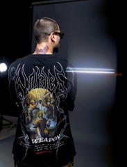 Men’s Black “NO WEAPON” Wolf Graphic T-Shirt Crew Neck Short Sleeve Size M
