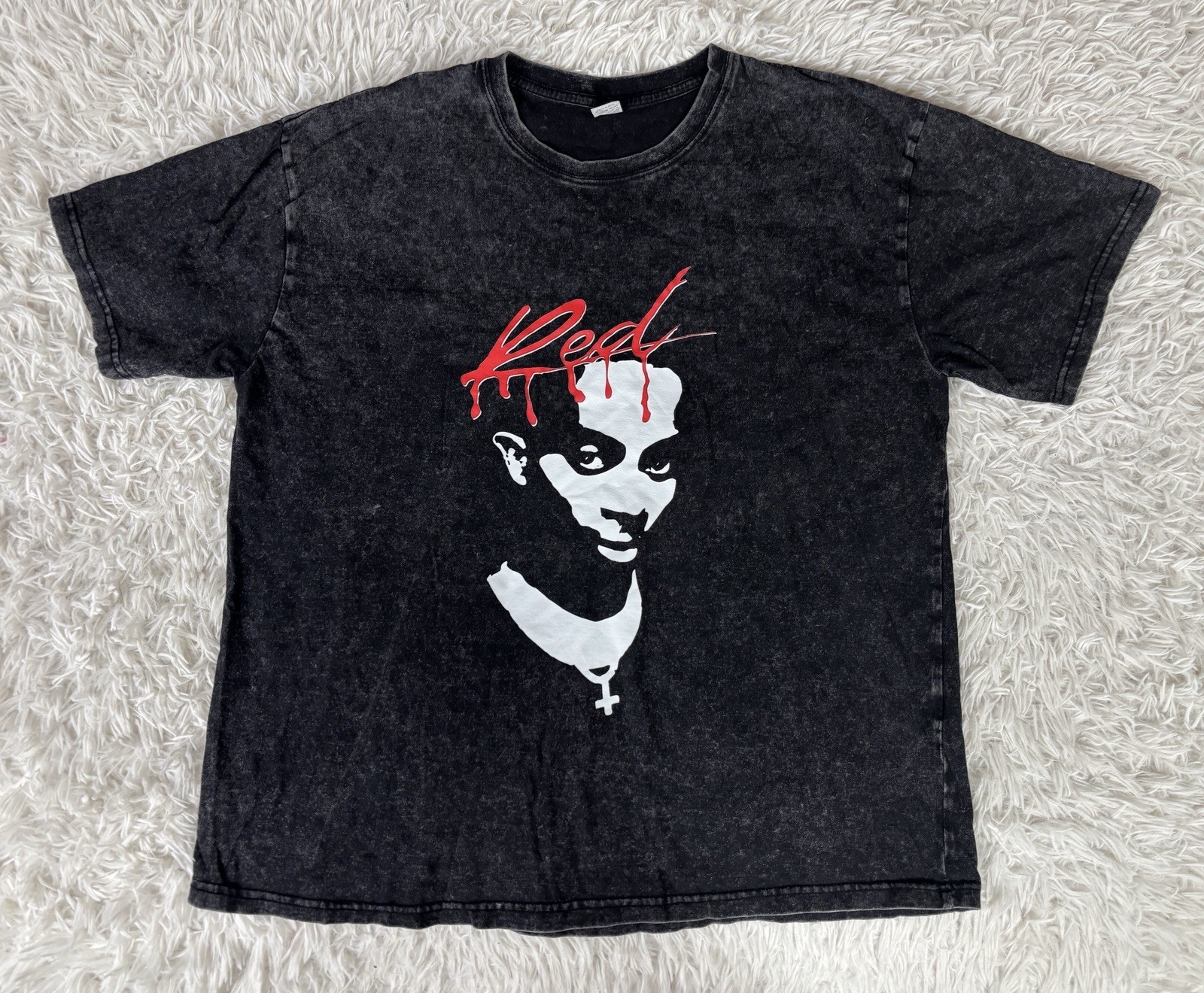 Playboi Carti Whole Lotta Red T-Shirt Medium Mineral Wash Acid Wash Rap Tee