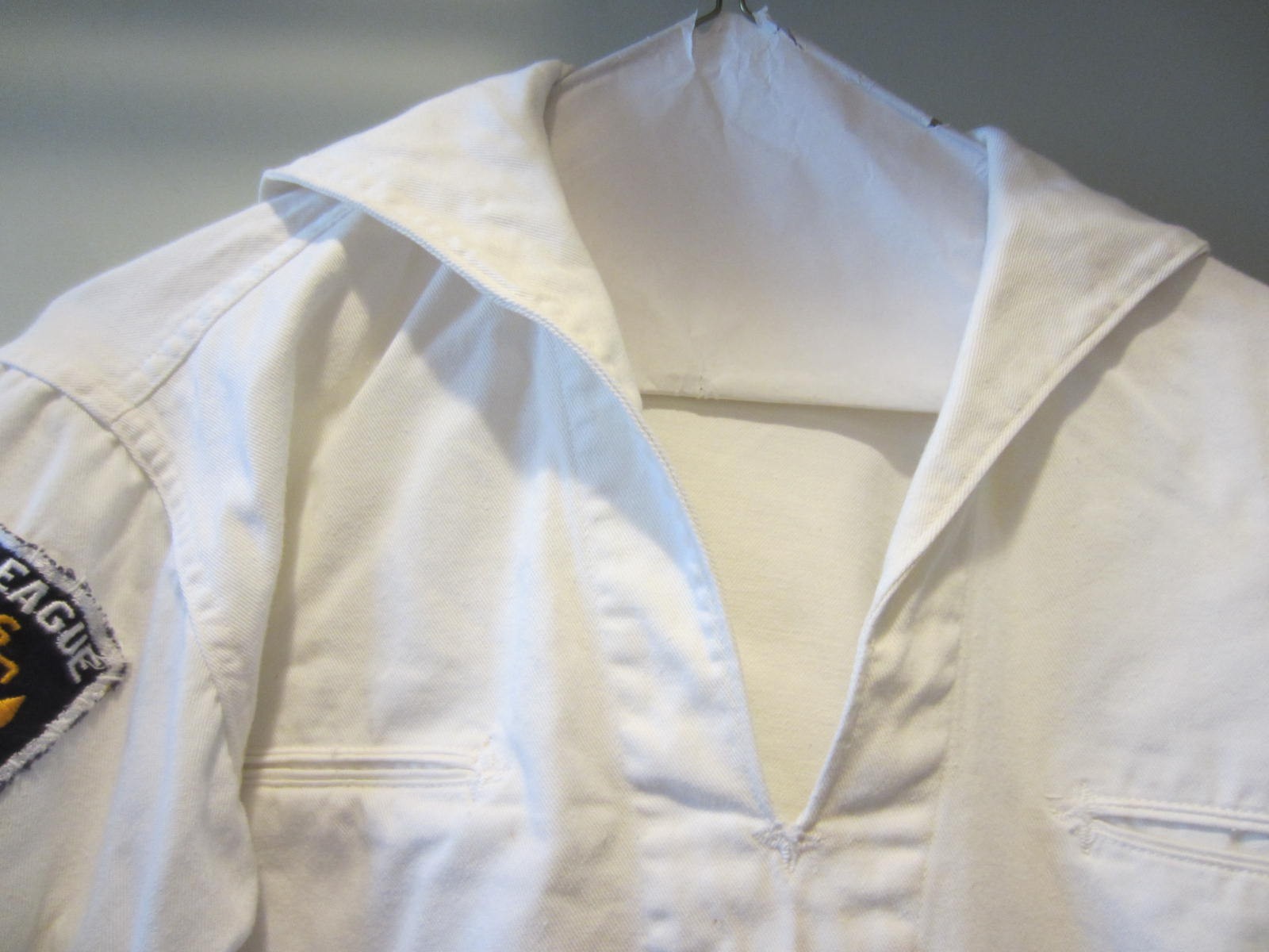 Vintage US NAVAL SEA CADET CORPS White Shirt Military w Patches Youth Size gallery