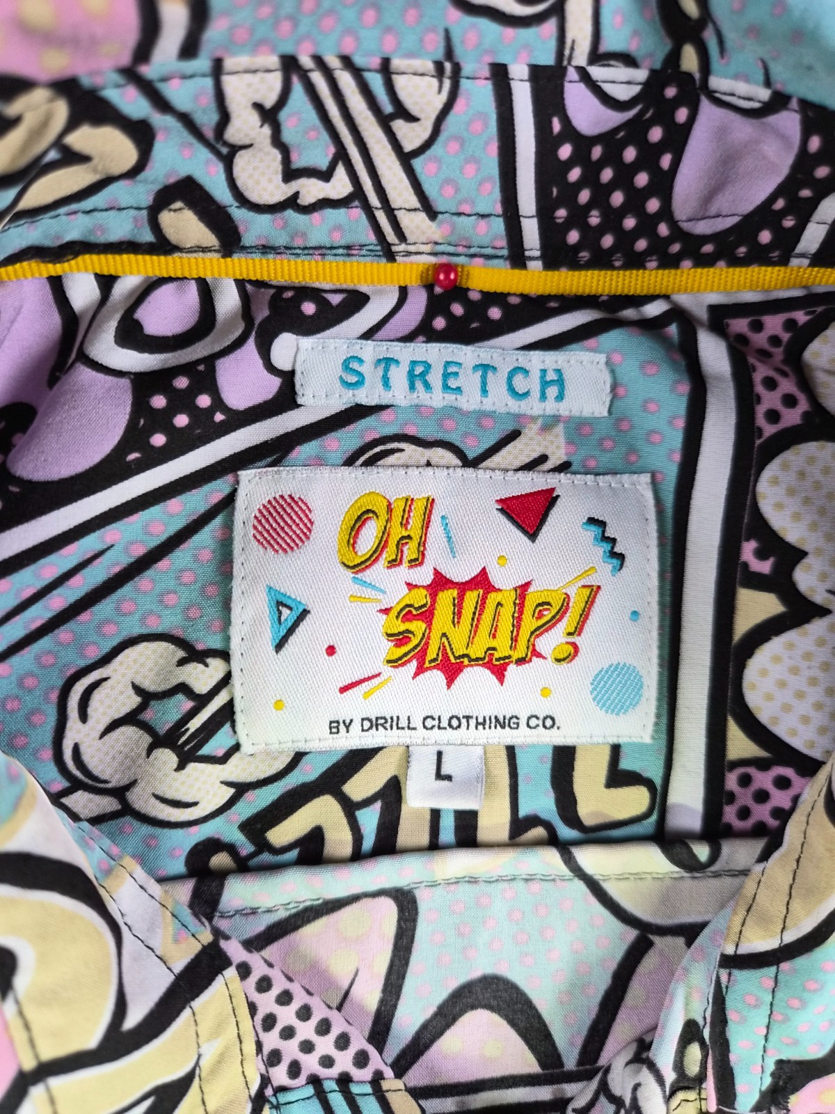 NWOT OH SNAP MENS SHIRT COMIC RHINESTONE STRETCH L MULTICOLOR - RAVE DANCE PARTY gallery