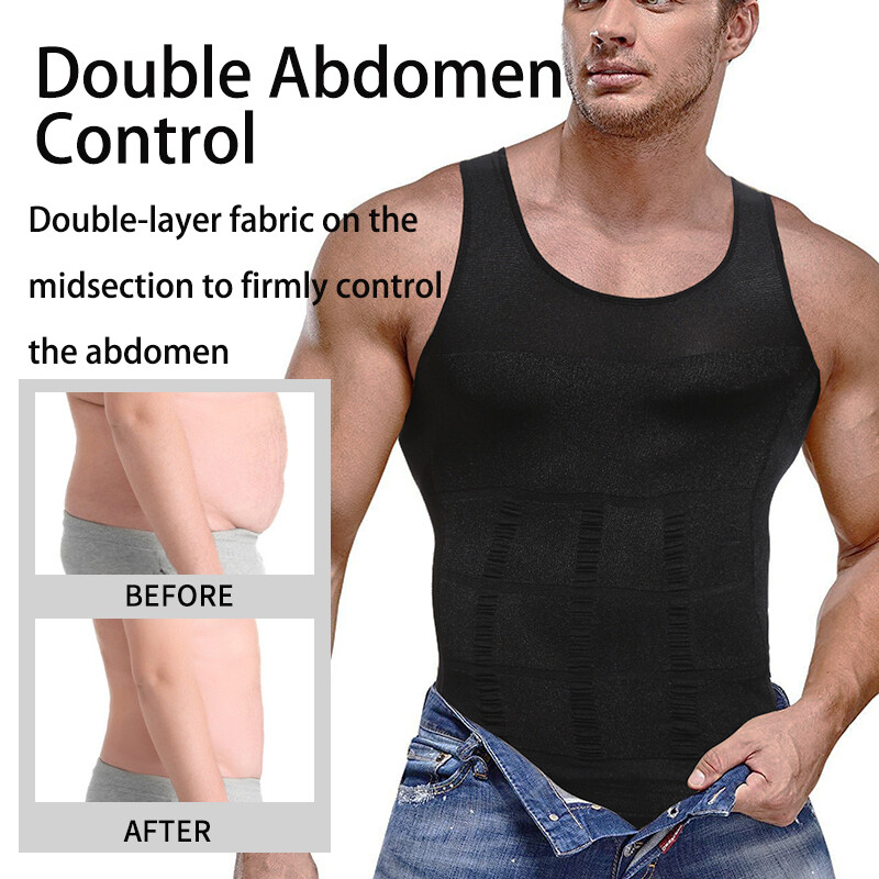 Men's Slimming Body Shaper Vest Abdomen Compression Shirt Workout Tank Tops Gym gallery