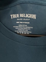 True Religion Men’s L Blue Double-Sided Buddha Logo Graphic Cotton Tee