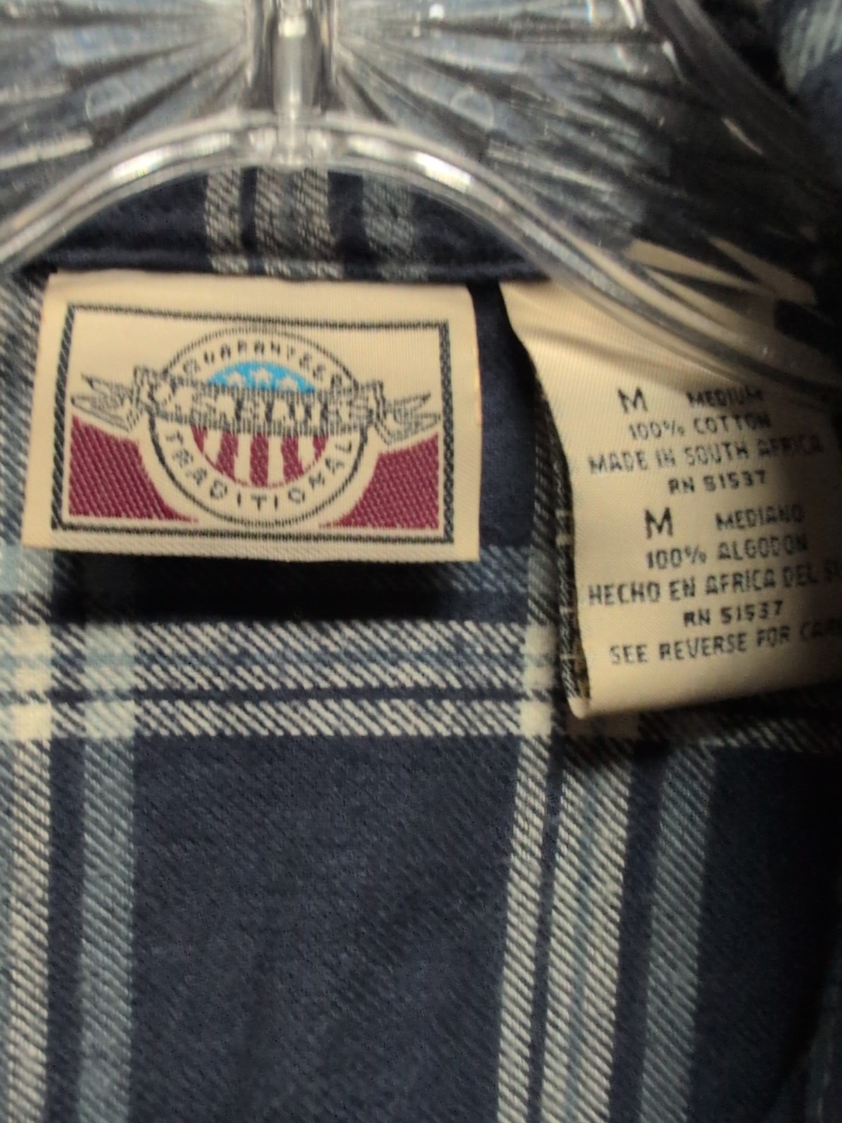 US Blues. Mens Shirt Size M Blue Plaid Flannel Long Sleeve Botton Down gallery