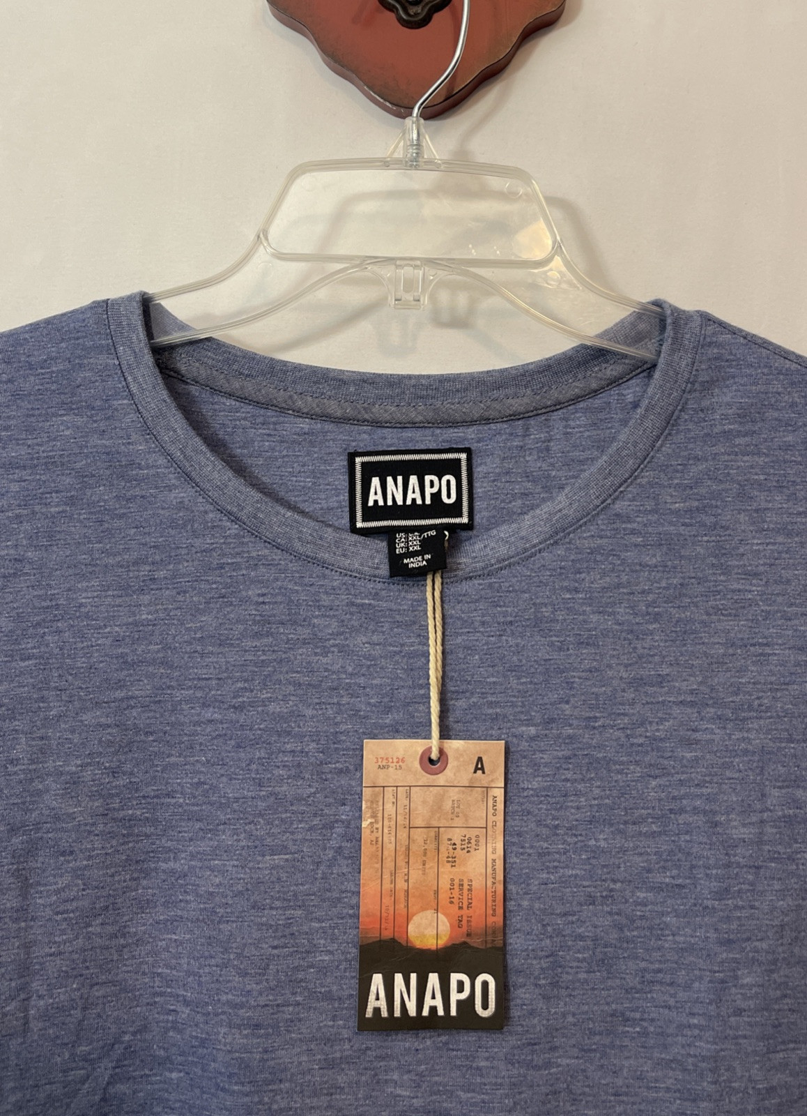 Anapo Clothing Mens 2xl Blue Super Soft Long-Sleeved Pullover Shirt NWT! A6618 gallery