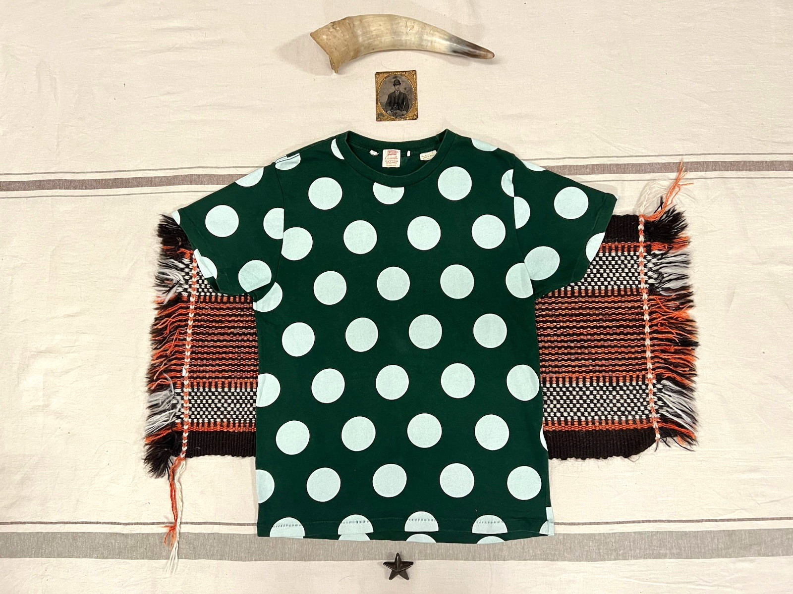LVC T-Shirt M Levi's Vintage Clothing 60s Casuals Green Polka Dot LNWOT 38" Slim gallery