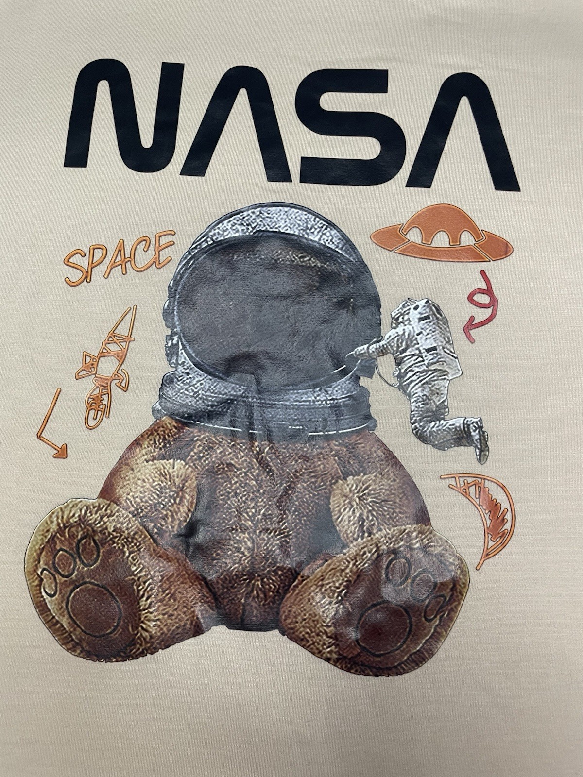 Romwe Men’s Beige NASA Space Graphic Crew Neck Tee Short Sleeve Sz XL gallery