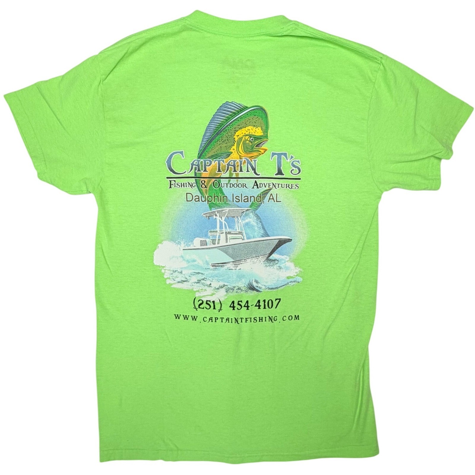 Fisherman Boat Medium Cotton Shirt Captain Fishing Neon Green Dauphin Gorpcore gallery