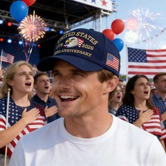 250th Anniversary USA Hat, Adjustable Embroidered Patriotic Washed Baseball C…
