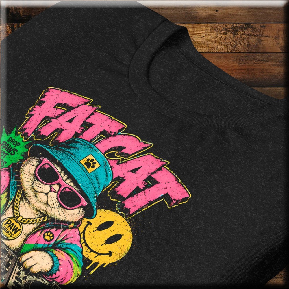 Fat Cat - Where the Fur Drops - Urban Streetwear Funny Animal Satire Tee gallery
