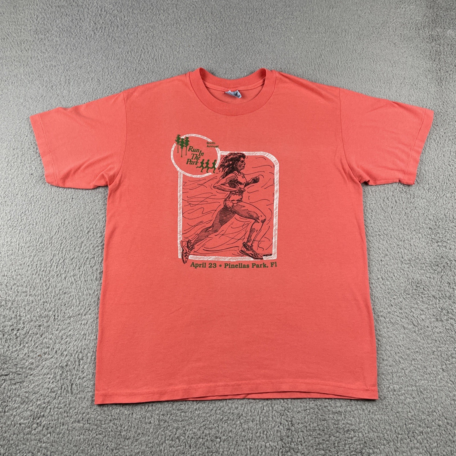 Vtg Stedman Large Shirt Run In The Park Pinellas Park Florida Tampa Bay USA Made gallery