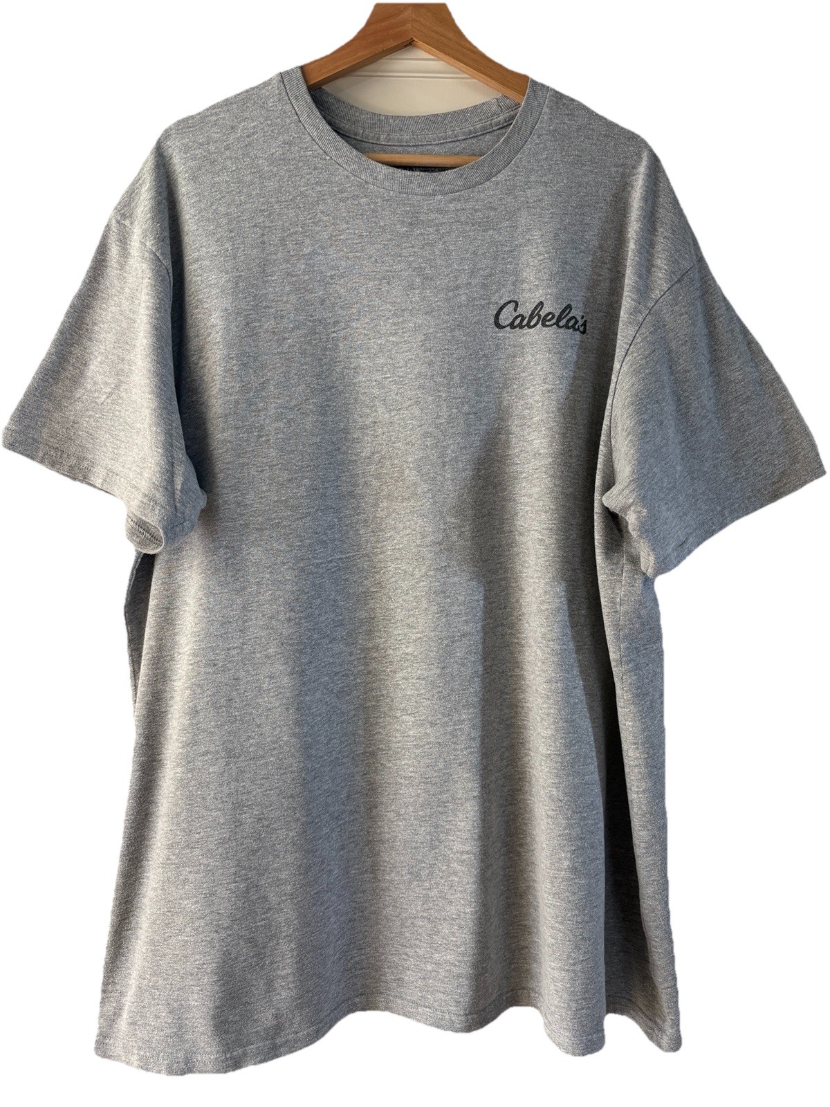 Cabela’s T-Shirt Men’s Size 2XL Gray Deer w/Antlers Graphic on back/Logo front