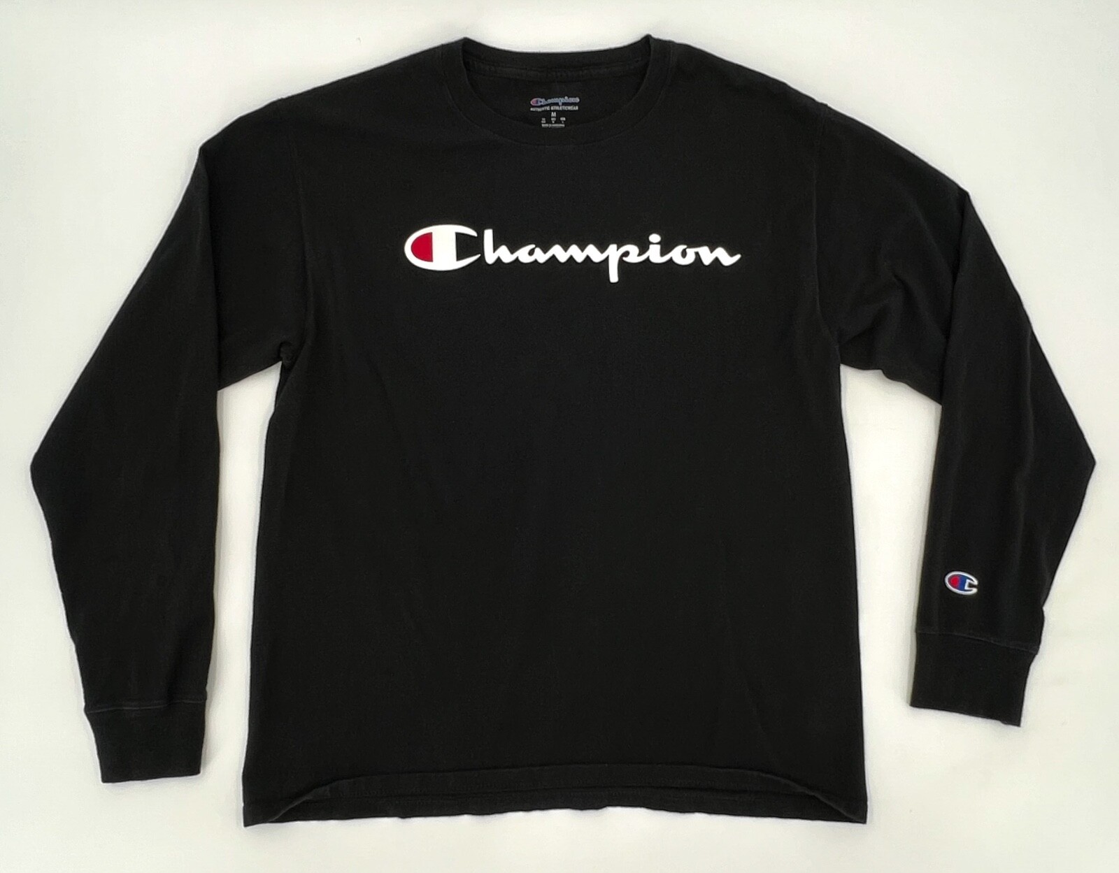 Champion Shirt Men Teens Medium Black Long Sleeve Pull on Logo gallery