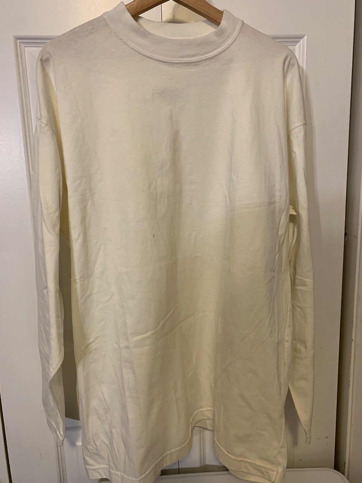 VTG Marithe Francois Girbaud Mens Sz XL One Size Fits Long Sleeve T Shirt Cream