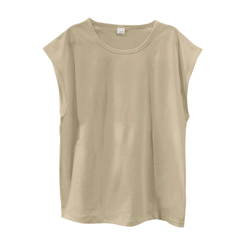 Men Summer Sleeveless Tank Top Loose Fit Solid Color Casual Shoulder Shirt gallery