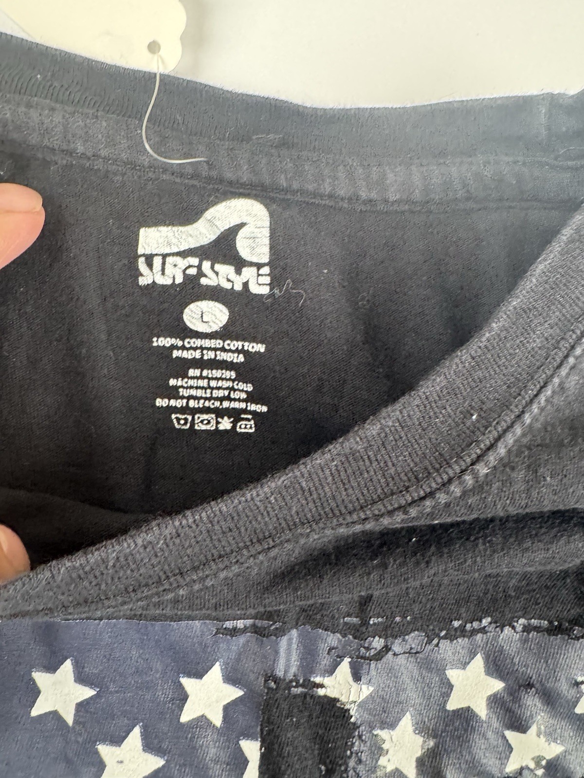 Surf Style Miami Beach Florida T Shirt Mens L Black USA Flag Graphic Tee gallery