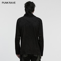 Punk Rave Men Black Gothic Cyberpunk Decadent T-Shirt Loose Tops