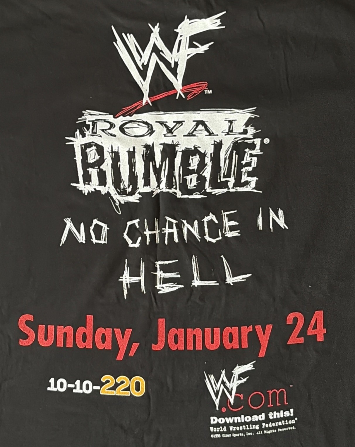 VTG 1999 WWF Royal Rumble No Chance In Hell T-Shirt XL Stone Cold Steve Austin gallery