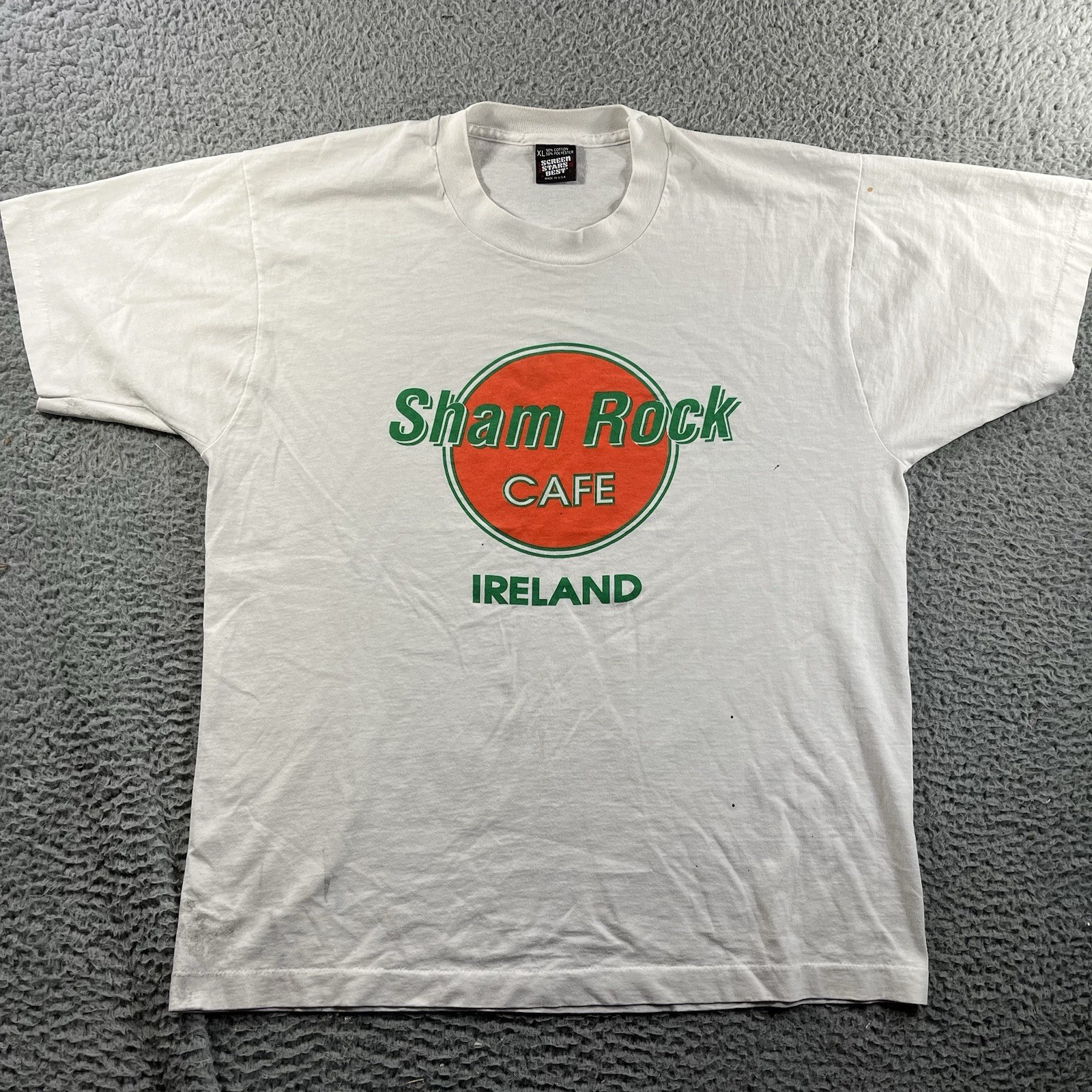 Vtg 80s ShamRock Cafe Ireland T Shirt XL Screen Stars Best Single Stitch Flaws