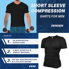 Men’s V-neck T-shirts Compression Quick Dry Bodybuilding Muscle Short Sleeve Tee