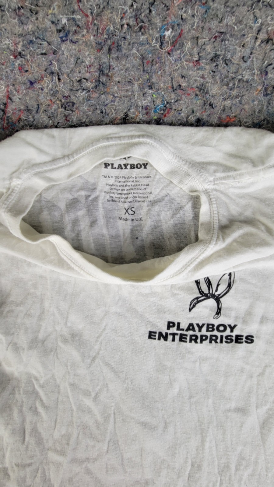 Playboy Official Play Boy Spell Out Logo Men's White T-Shirt Medium M Cotton gallery