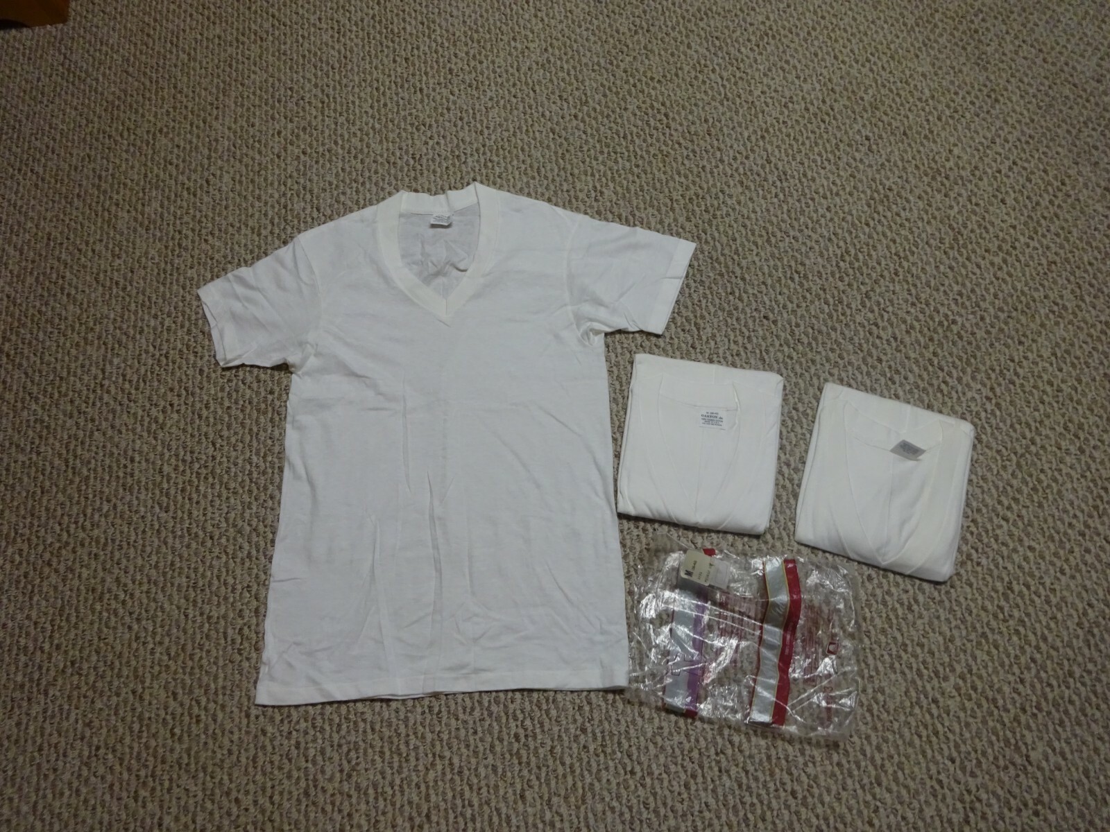 Oakton Mens White V-Neck Tees T shirts SZ Medium 3 Pack NEW!