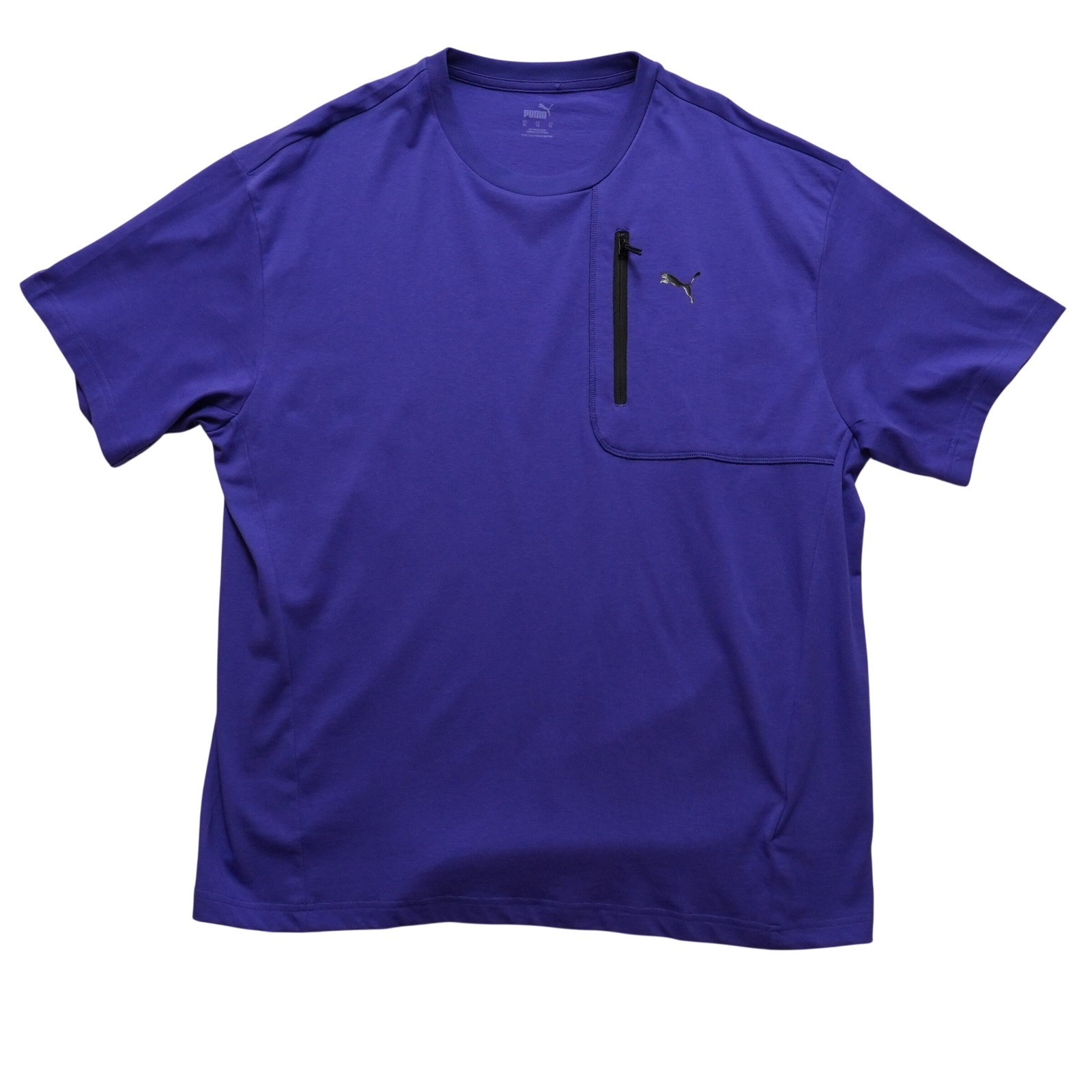 Puma T Shirt Mens XL Open Road Purple Zipper Pocket Athletic Short Sleeve