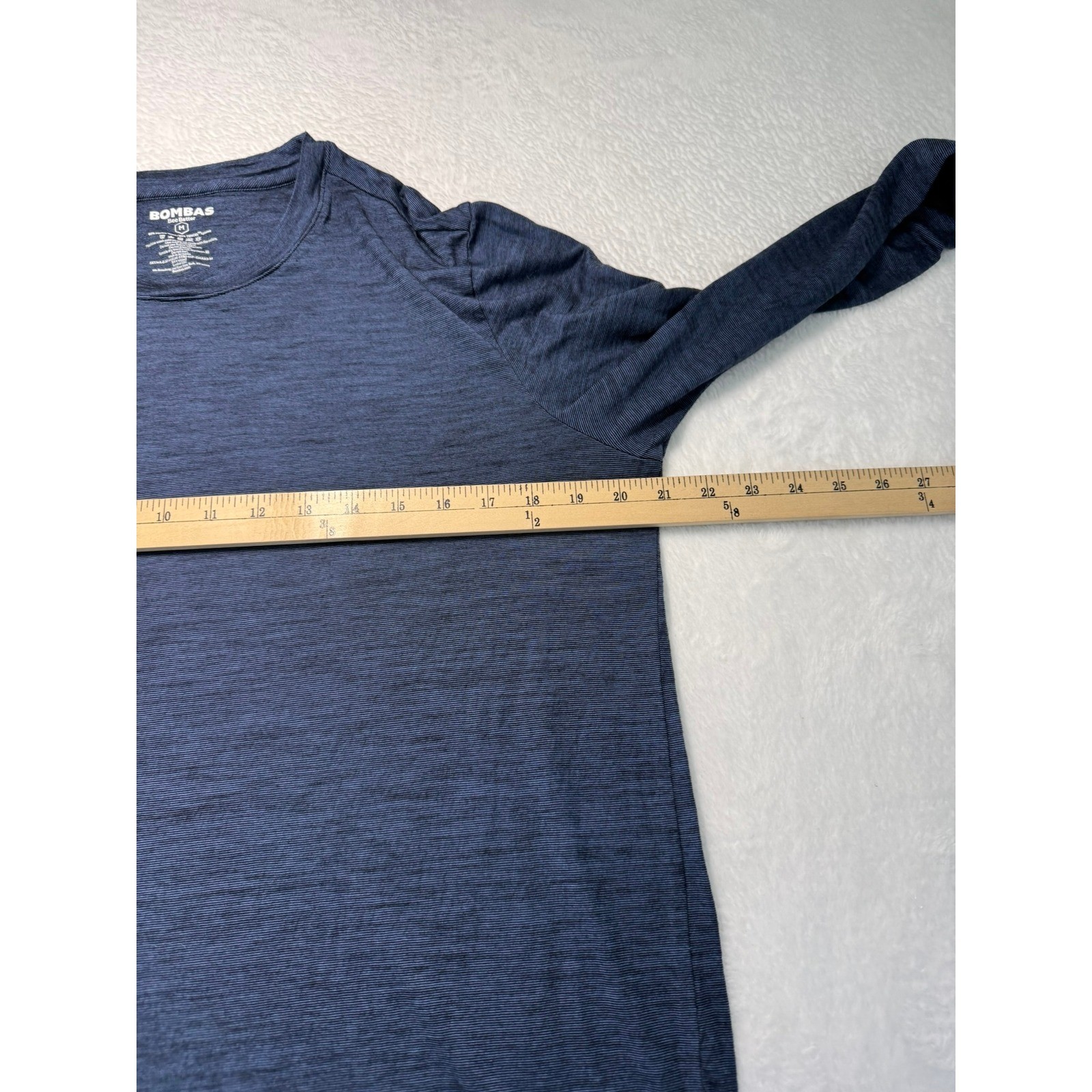 Bombas Mens Merino Wool Tencel Long Sleeve T-Shirt Navy Blue Space Dye Medium gallery