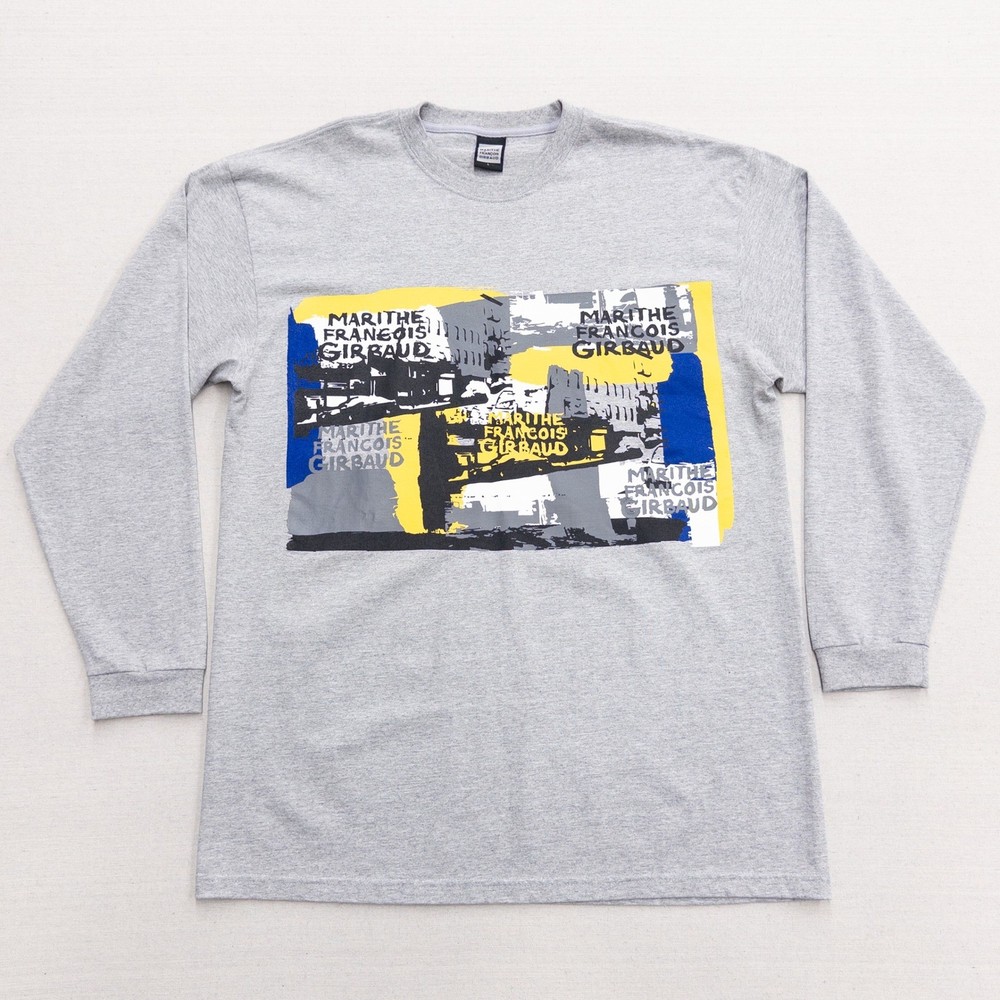 Vintage Marithe Francois Girbaud Gray Graphic Long Sleeve T-Shirt Size L Y2K MFG
