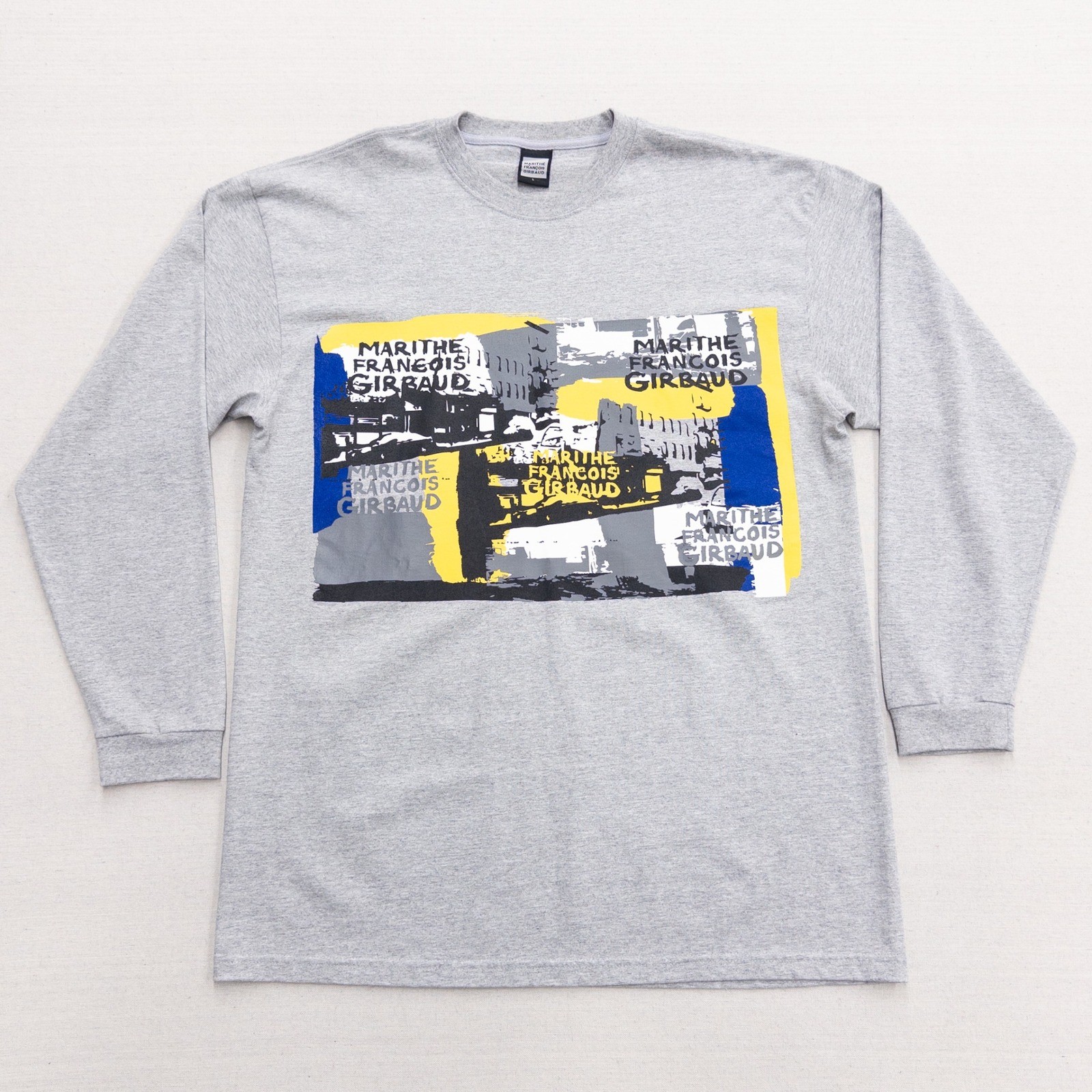 Vintage Marithe Francois Girbaud Gray Graphic Long Sleeve T-Shirt Size L Y2K MFG