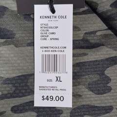 Kenneth Cole Men’s Active Tech Shirt S/S Stretch Breathable Soft Olive Camo