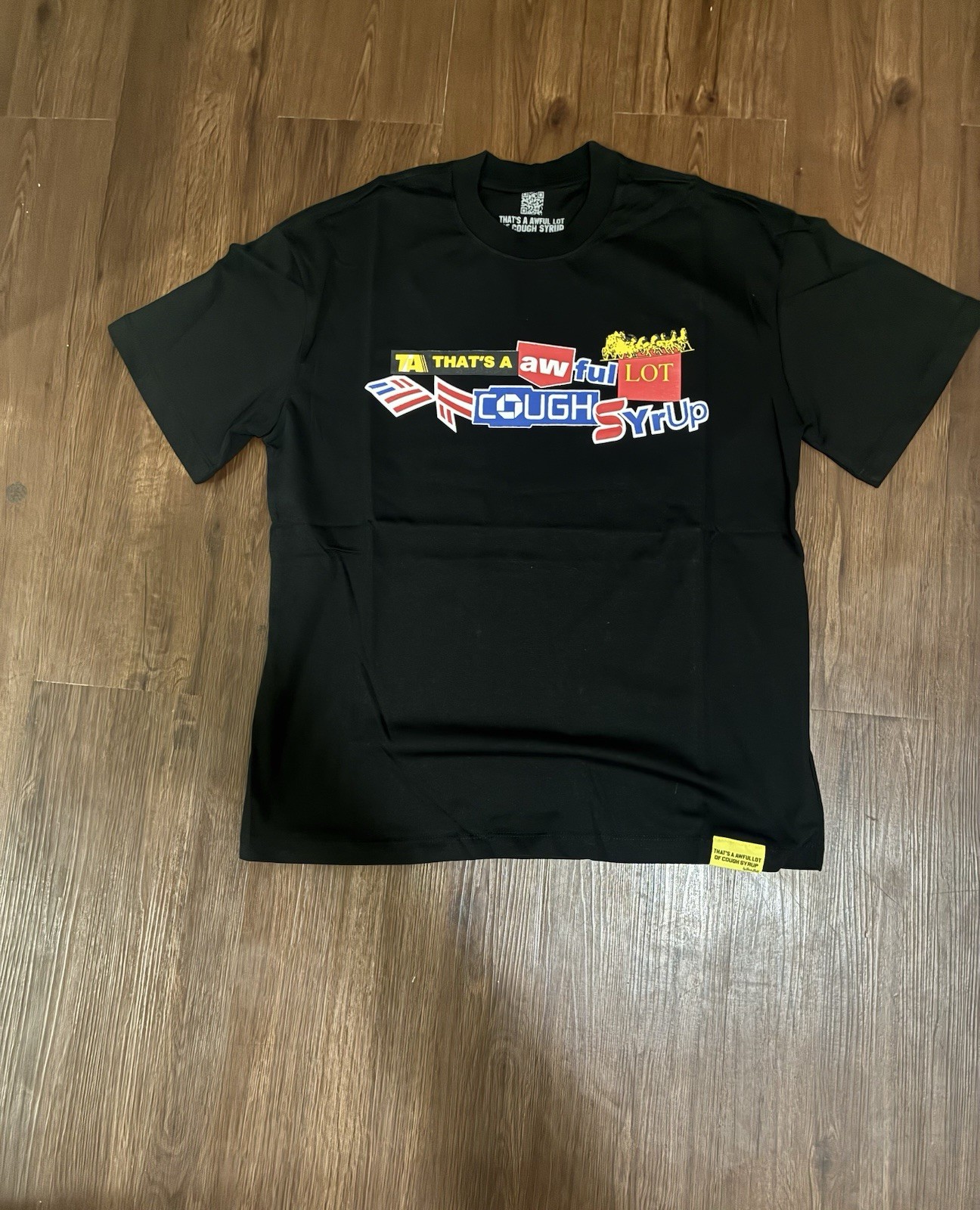 Awful Lot of Cough Syrup Men's M Black Cotton Crew Neck Logo Graphic Tee gallery