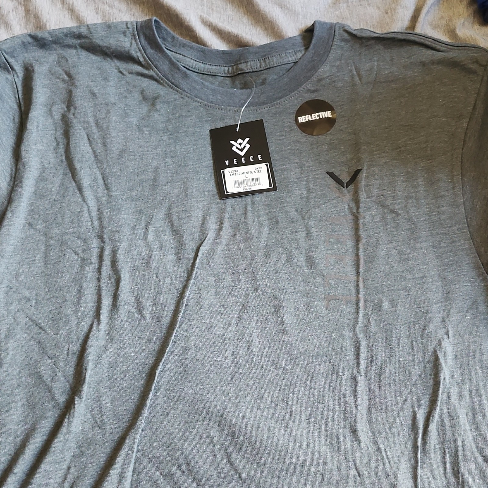 Veece Embodiment S/S Tee Men's Gray Reflective Logo Graphic Crew Neck Tee L gallery