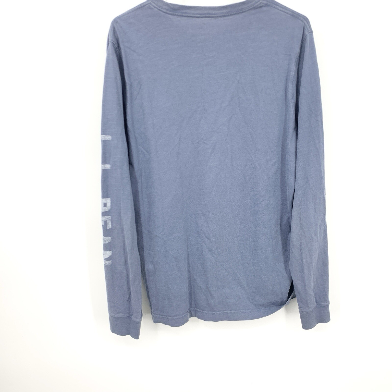 LL Bean Men Size Medium Shirt Long Sleeve Crewneck Top Blue Logo Organic Cotton gallery