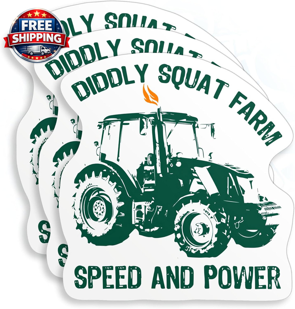 (3Pcs) Diddly Squat Farm Speed and Power Stickers Bumper Sticker Tractor Farming