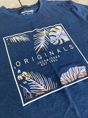 Jack & Jones Co. Men’s Short Sleeve Originals Blue T-Shirt Large Classic Top