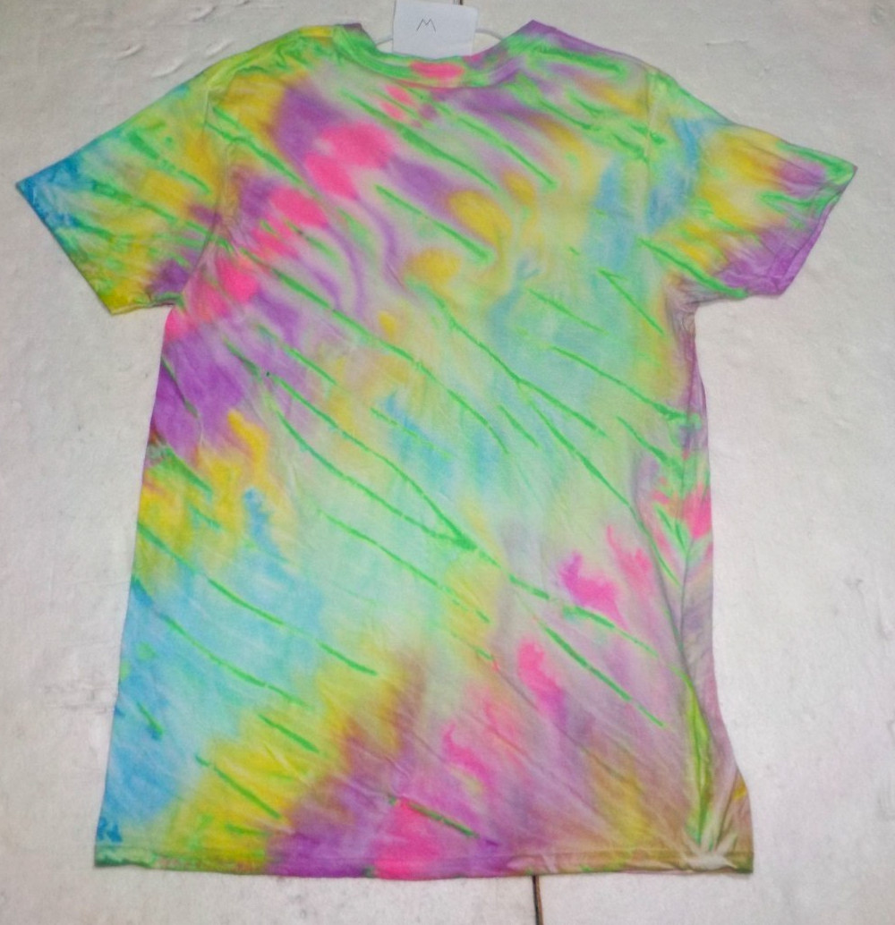 Mens Premium 100% cotton Tie Dye T-shirt -Fluro neon Stripe size Medium, new gallery