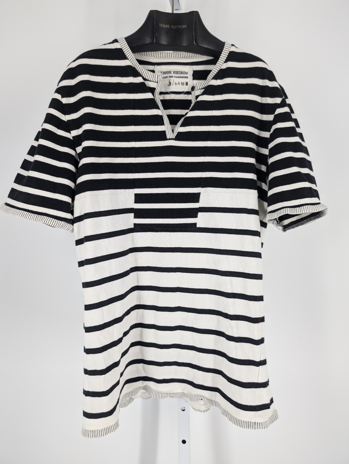 Henrik Vibscov AW 2011 Op Art Contrast Stripe Breton Sailor Henley Shirt Cotton