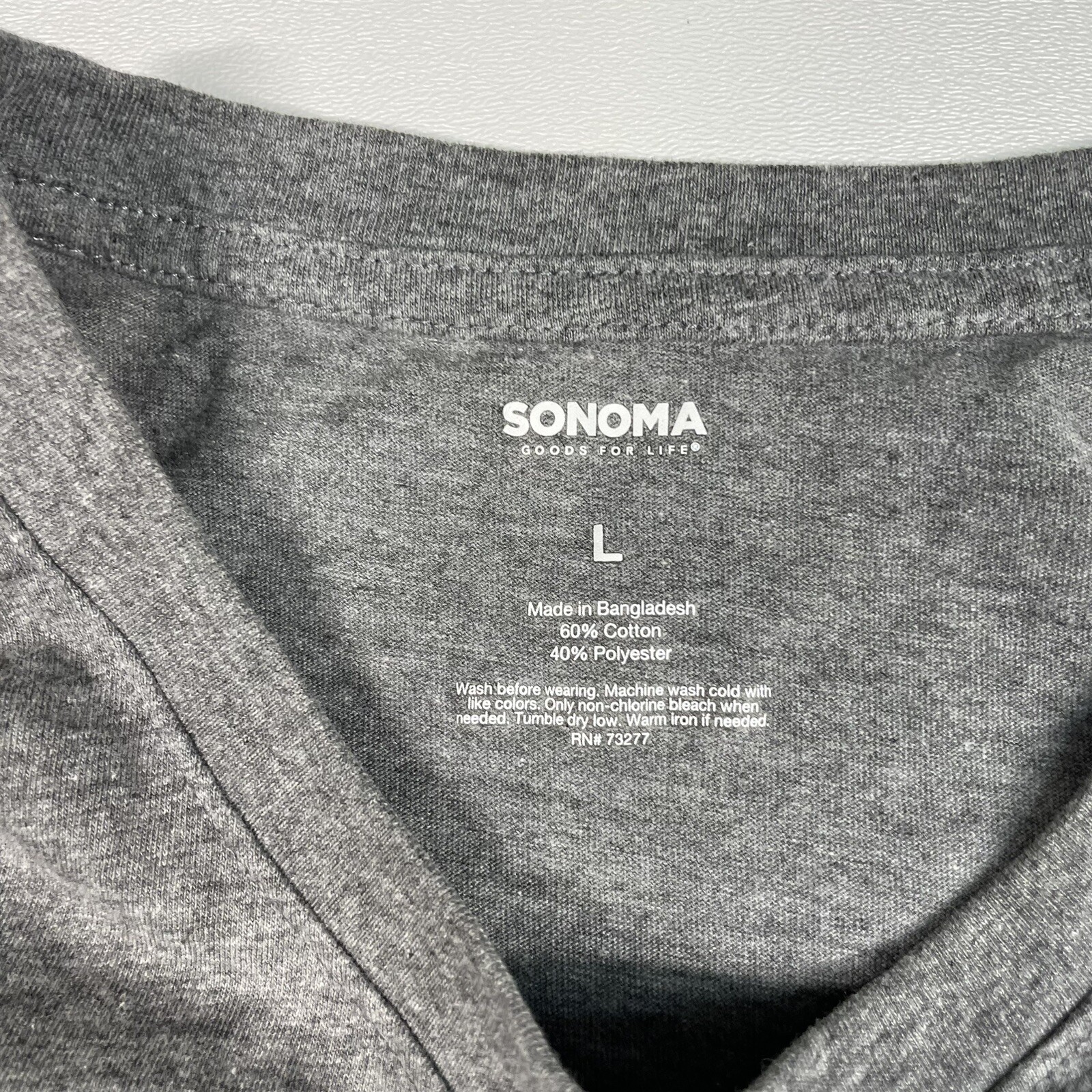 Sonoma Shirt Men’s Large Gray Short Sleeve Floral Leaf Pocket Tee gallery