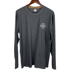 Quiksilver Waterman Collection Size Large Gray White Logo Performance Shirt Surf