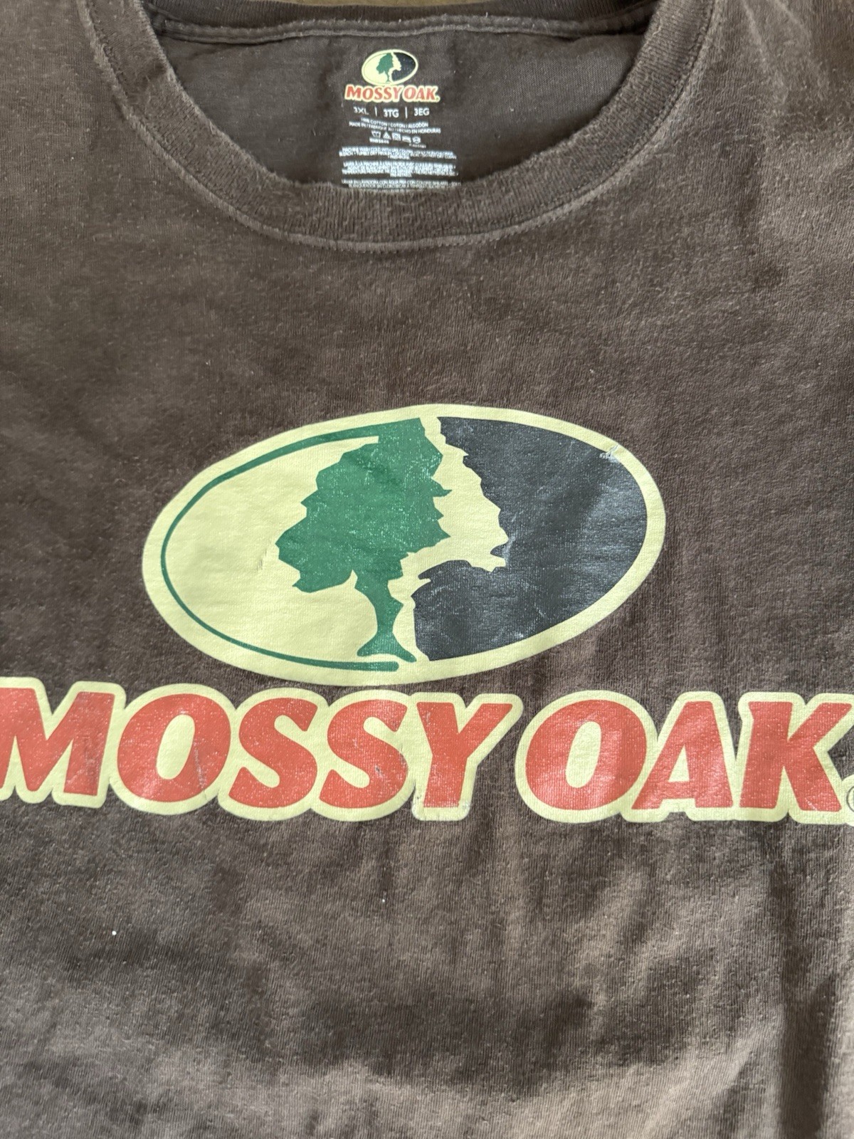 Mossy Oak Men’s Short Sleeve T-Shirt Graphic Logo Size 3XL Brown Cotton Blend
