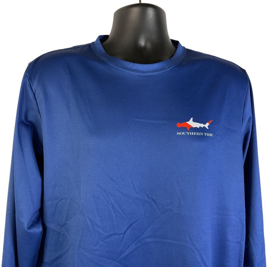 Southern Tide Shirt Size Med Blue Tee Long Sleeve Shirt 100% Recycled Polyester gallery
