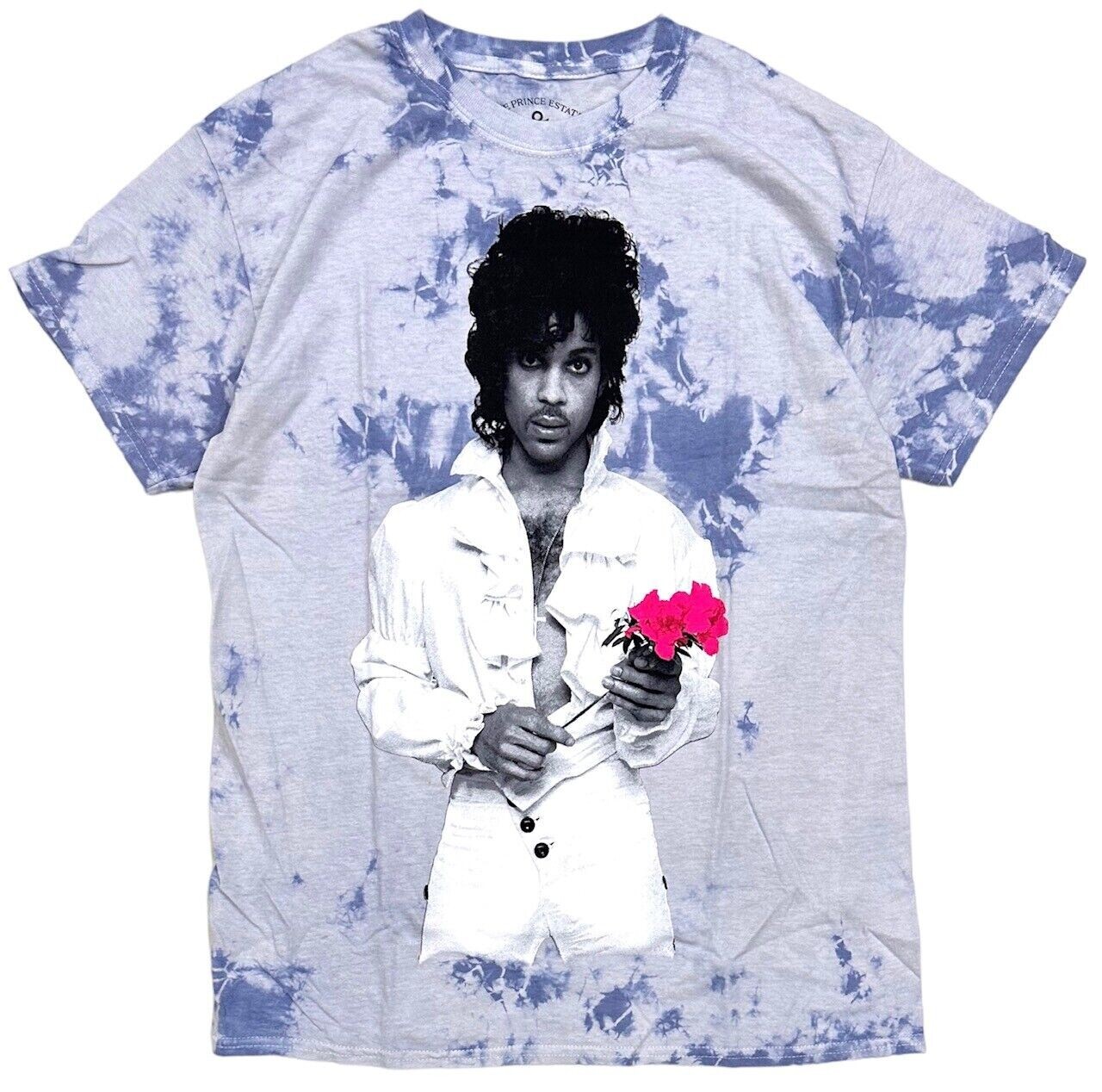 Prince Mens Official Licensed Rose Purple Rain Graphic Tie Dye Tee T Shirt Med